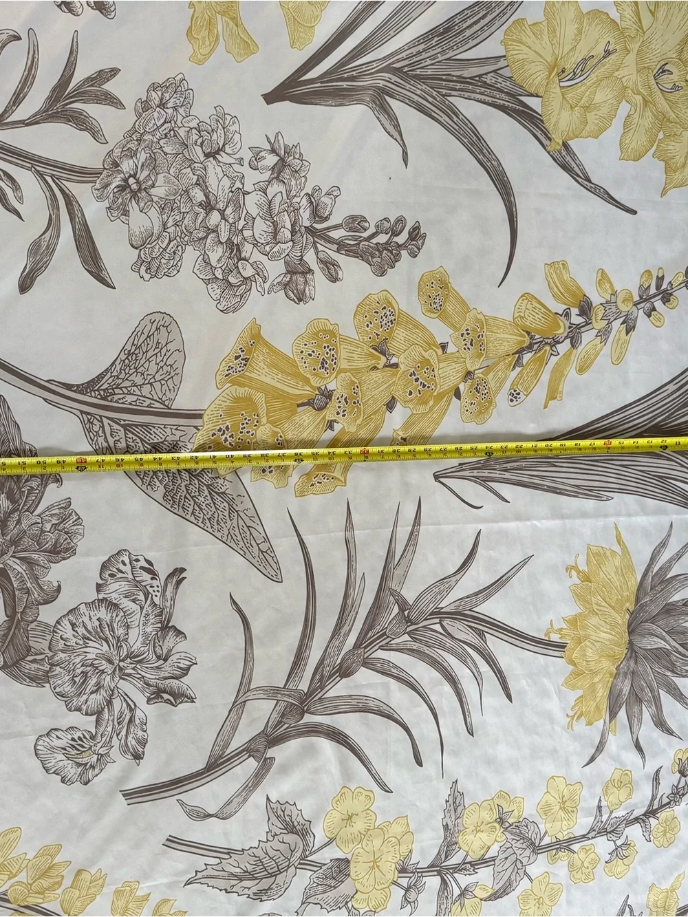 Mustard Gray Botanical Floral Tablecloth 60x84